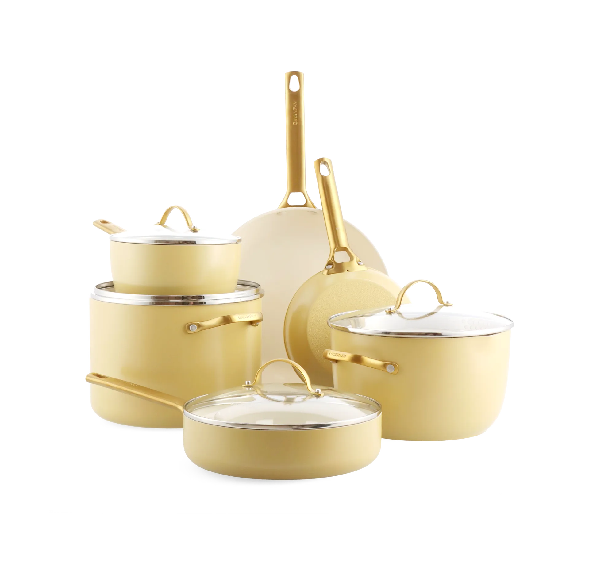 Padova Set aus Kasserolle und Bratpfanne 10 Teile, Sunshine yellow GreenPan