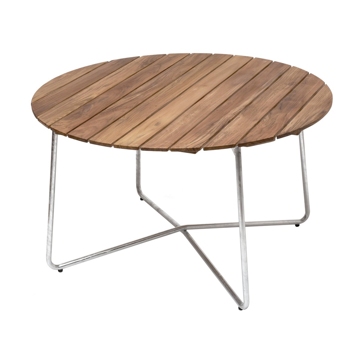 Grythyttan Stålmöbler 9A Esstisch Teak-Gestell warmverzinkt Ø120 cm