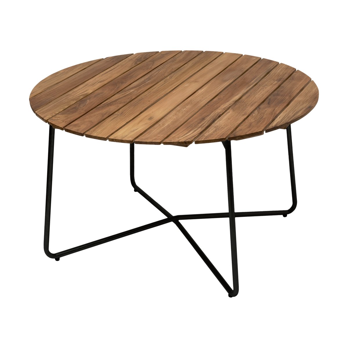 Grythyttan Stålmöbler 9A Esstisch Teak unbehandelt-Schwarz, Ø120 cm