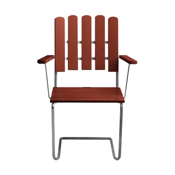 A2 Sessel - Dunkelrot lackierte Eiche – warmverzinktes Gestell - Grythyttan Stålmöbler
