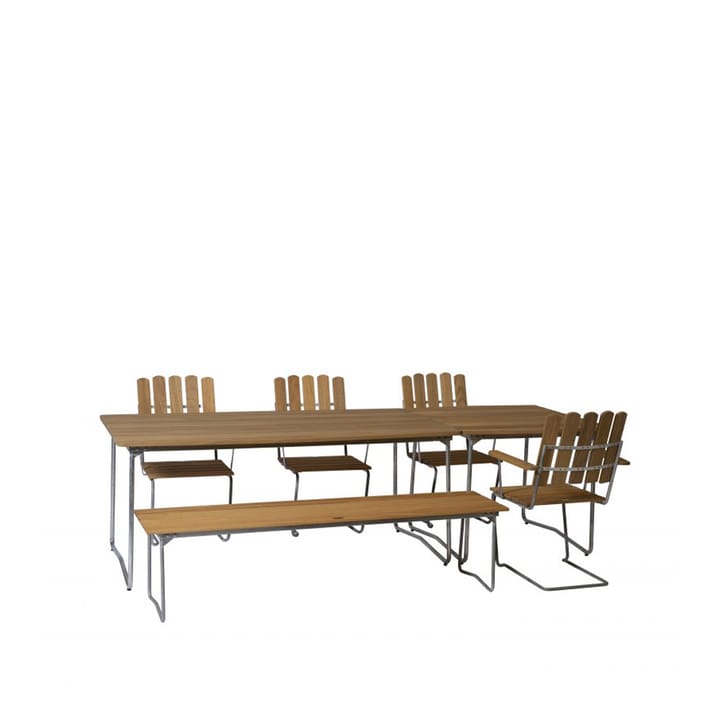 Bänk 9 Bank - Teak-170 cm-warmverzinkt - Grythyttan Stålmöbler