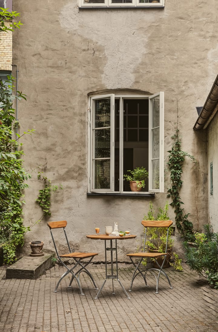 Biergarten Dreibeintisch, Teak-Gestell warmverzinkt Grythyttan Stålmöbler