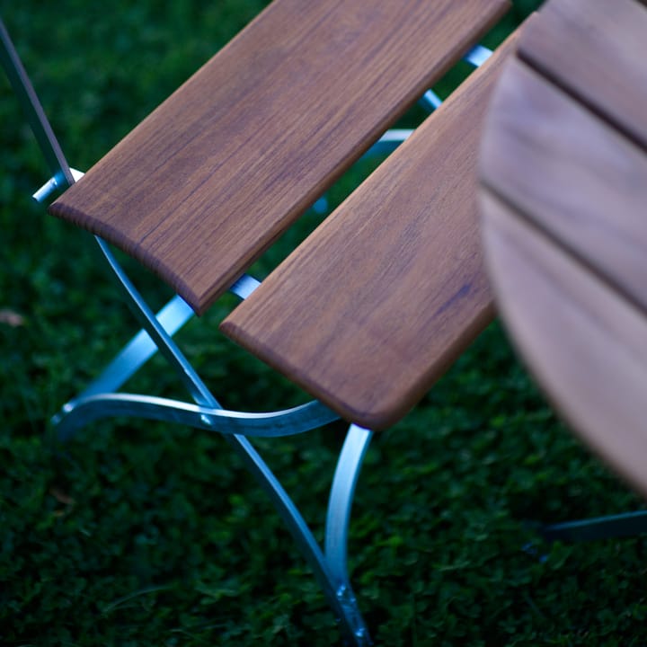 Biergarten Dreibeintisch, Teak-Gestell warmverzinkt Grythyttan Stålmöbler