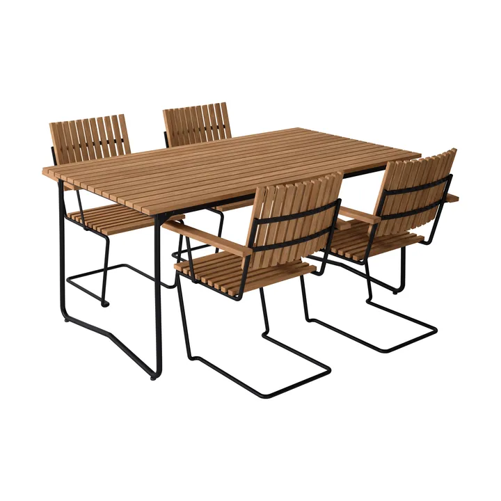 Bovik Tisch + 4 Stühle, teak-black - Grythyttan Stålmöbler