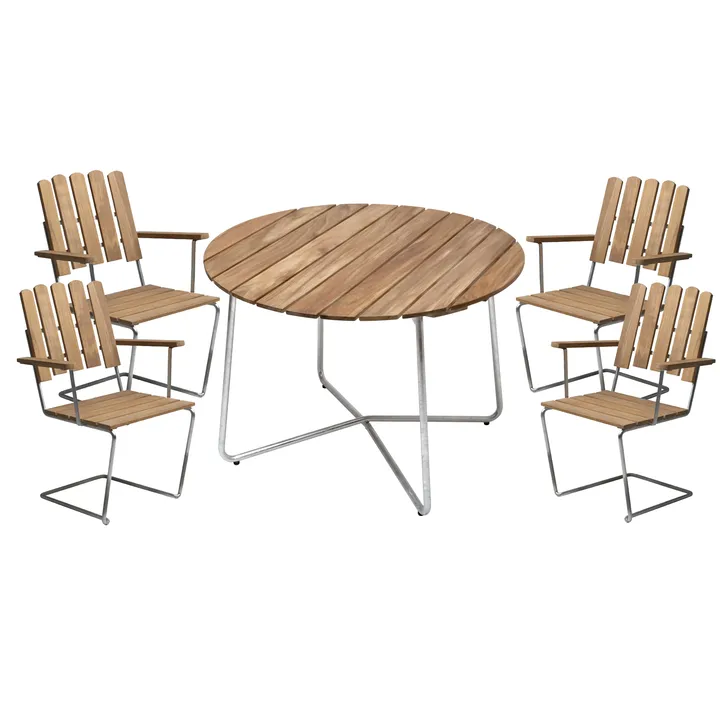 Grythyttan Essgruppe ø100 cm - Teak - Grythyttan Stålmöbler