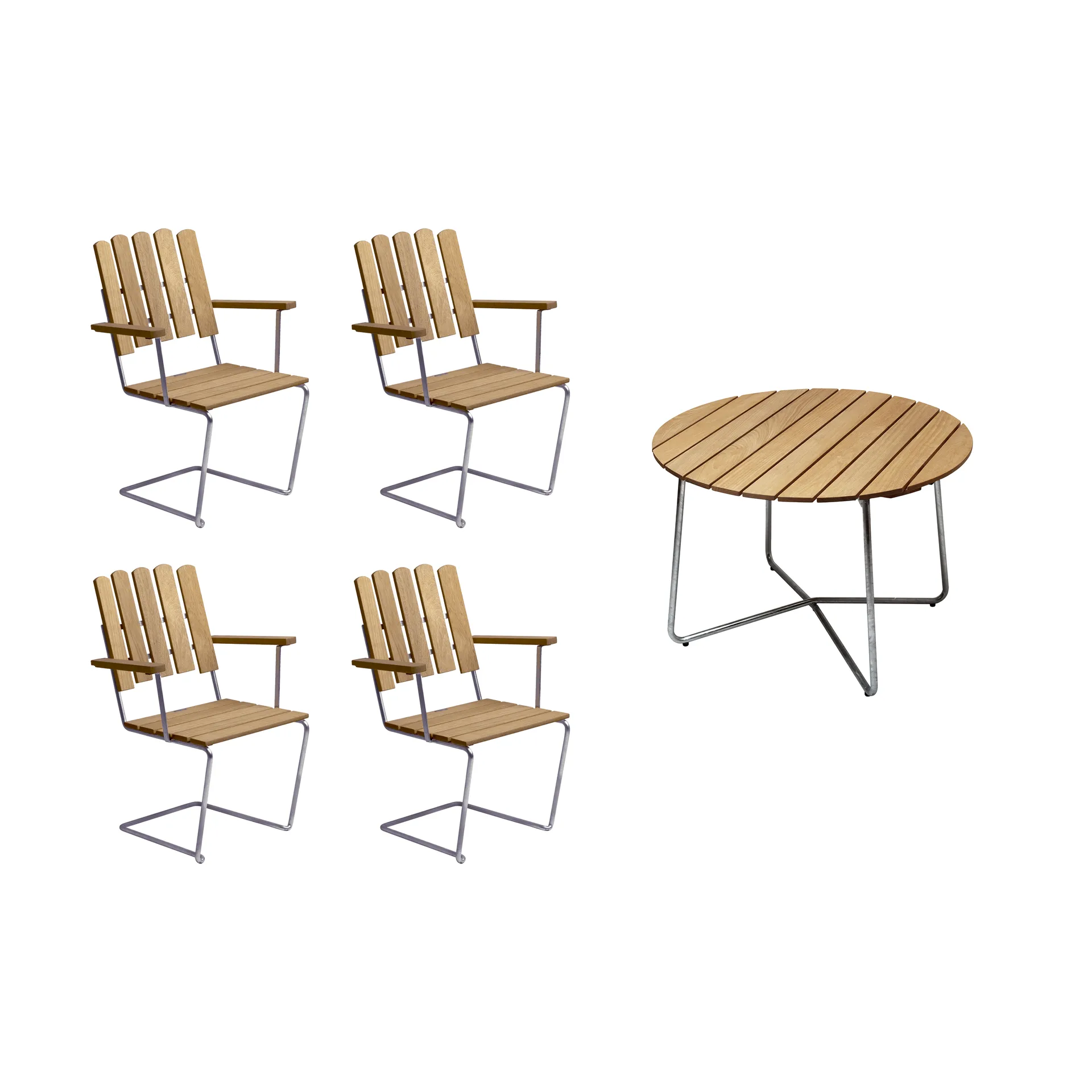 Grythyttan Essgruppe Eiche 9A Ø100cm + 4 Stück A2,  Grythyttan Stålmöbler