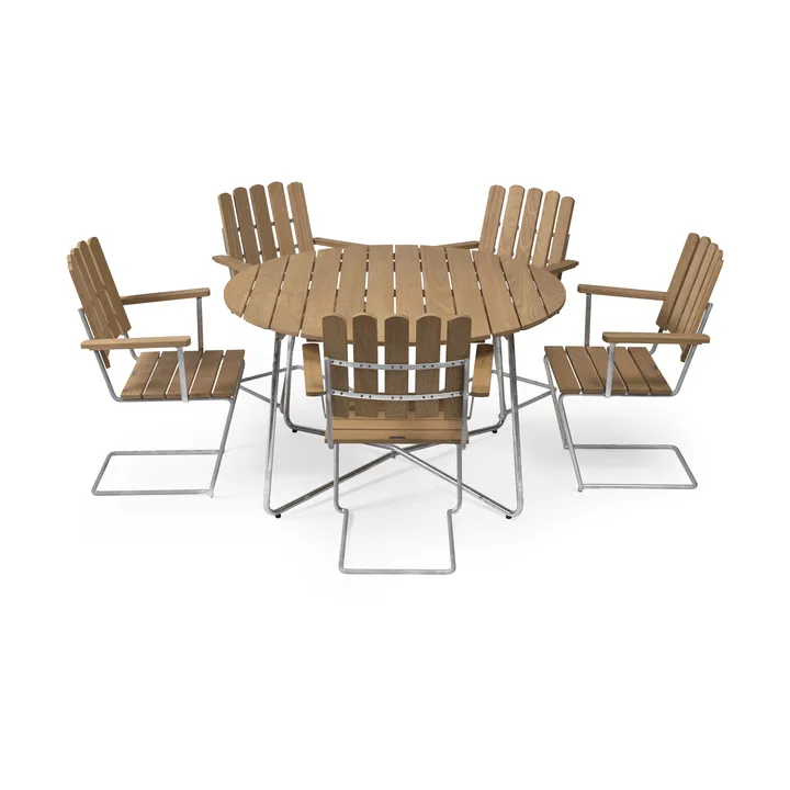 Grythyttan Essgruppe Eiche 9A Ø120cm + 5 Stück A2 - Grythyttan Stålmöbler