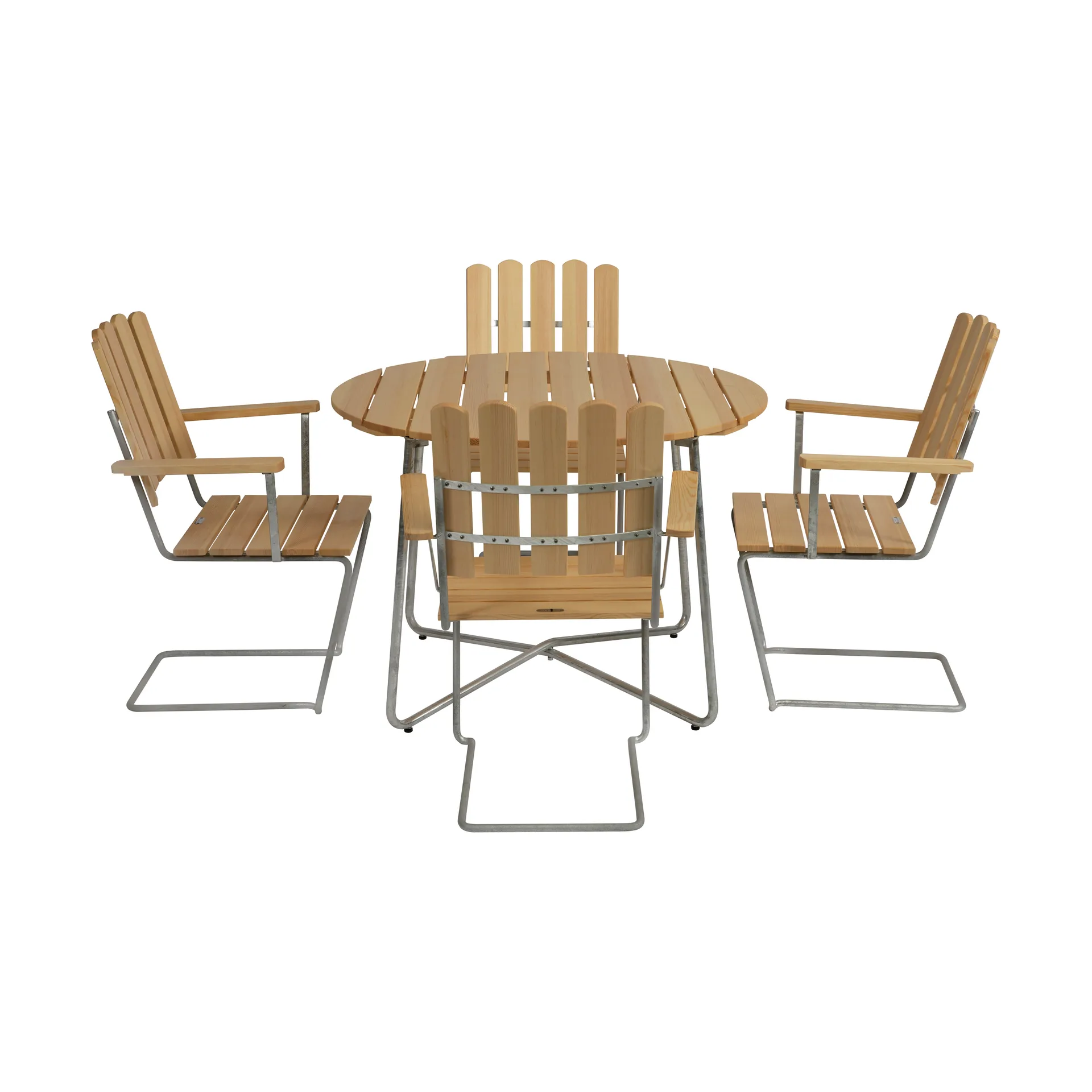 Grythyttan Essgruppe Kiefer 9A Ø100cm + 4 Stück A2 Grythyttan Stålmöbler