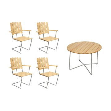 Grythyttan Essgruppe Kiefer 9A Ø100cm + 4 Stück A2 - undefined - Grythyttan Stålmöbler