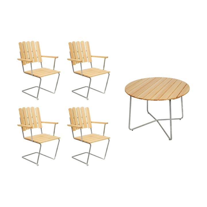 Grythyttan Essgruppe Kiefer 9A Ø100cm + 4 Stück A2 Grythyttan Stålmöbler