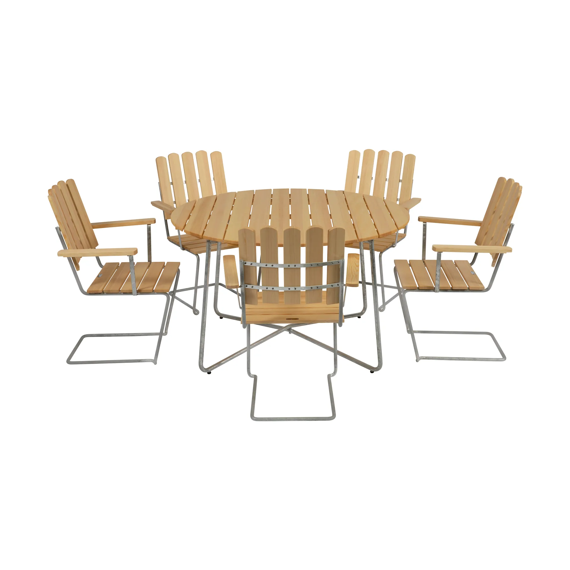 Grythyttan Essgruppe Kiefer 9A Ø120cm + 5St A2 Grythyttan Stålmöbler
