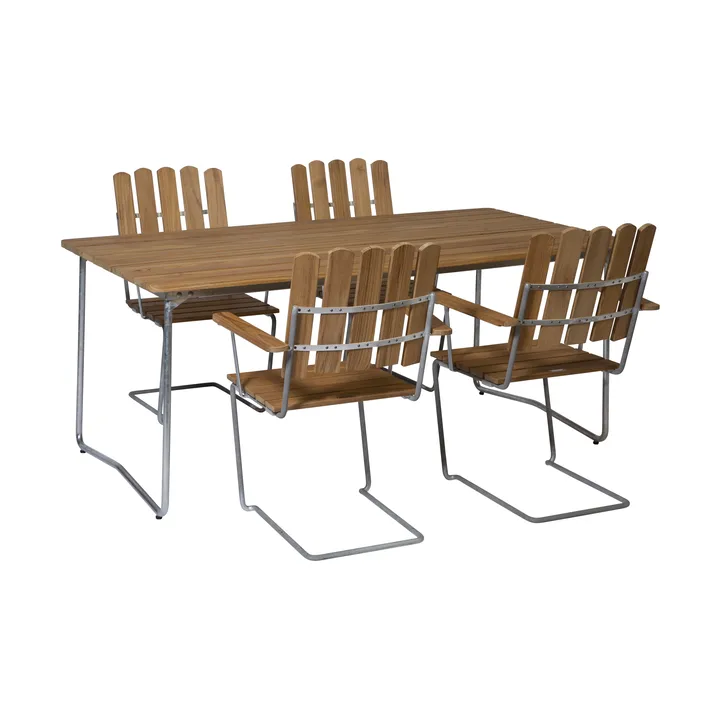 Grythyttan Essgruppe Teak B31 170cm + 4 Stück A2 - Grythyttan Stålmöbler