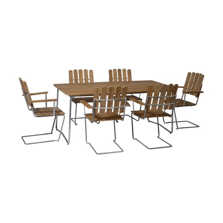 Grythyttan Essgruppe Teak B31 170cm + 6St A2 - Grythyttan Stålmöbler