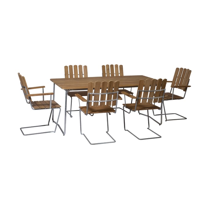 Grythyttan Essgruppe Teak B31 170cm + 6St A2 - undefined - Grythyttan Stålmöbler