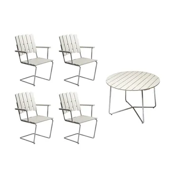 Grythyttan Essgruppe Weiß 9A Ø100cm + 4St. A2 - Grythyttan Stålmöbler