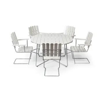 Grythyttan Essgruppe Weiß 9A Ø120cm + 5 Stück A2 - Grythyttan Stålmöbler