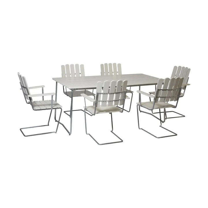 Grythyttan Essgruppe Weiß B31 170 cm + 6 Stück A2 - Grythyttan Stålmöbler