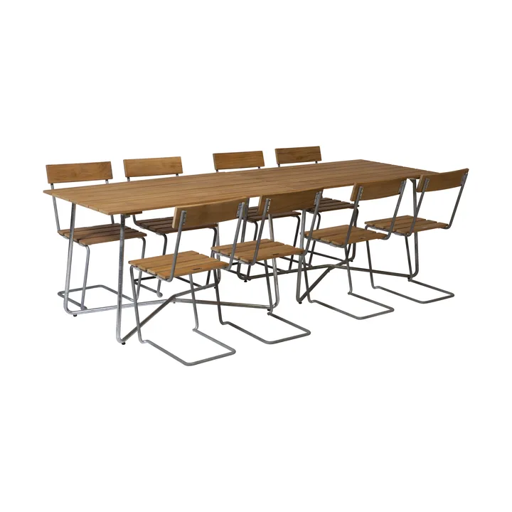 Grythyttan Esstisch-Set 2st B25A + 8 Stk. Stuhl 1 Teak - Grythyttan Stålmöbler