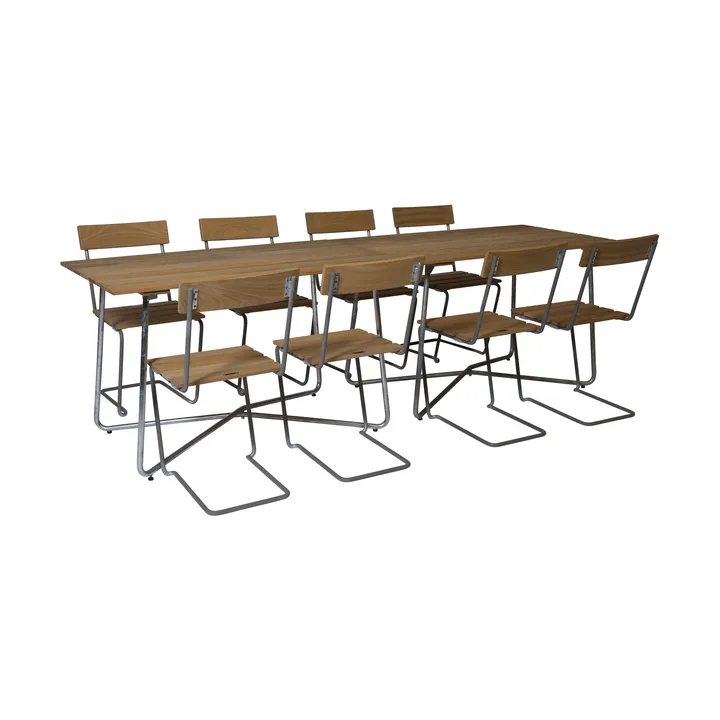 Grythyttan Esstisch-Set 2st B25A + 8 Stk.Stuhl 1 geölte Eiche - Grythyttan Stålmöbler