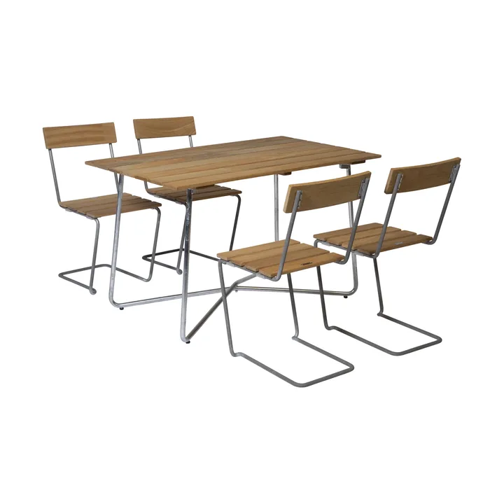 Grythyttan Esstisch-Set B25A + 4 Stk. Stuhl 1 geölte Eiche - Grythyttan Stålmöbler