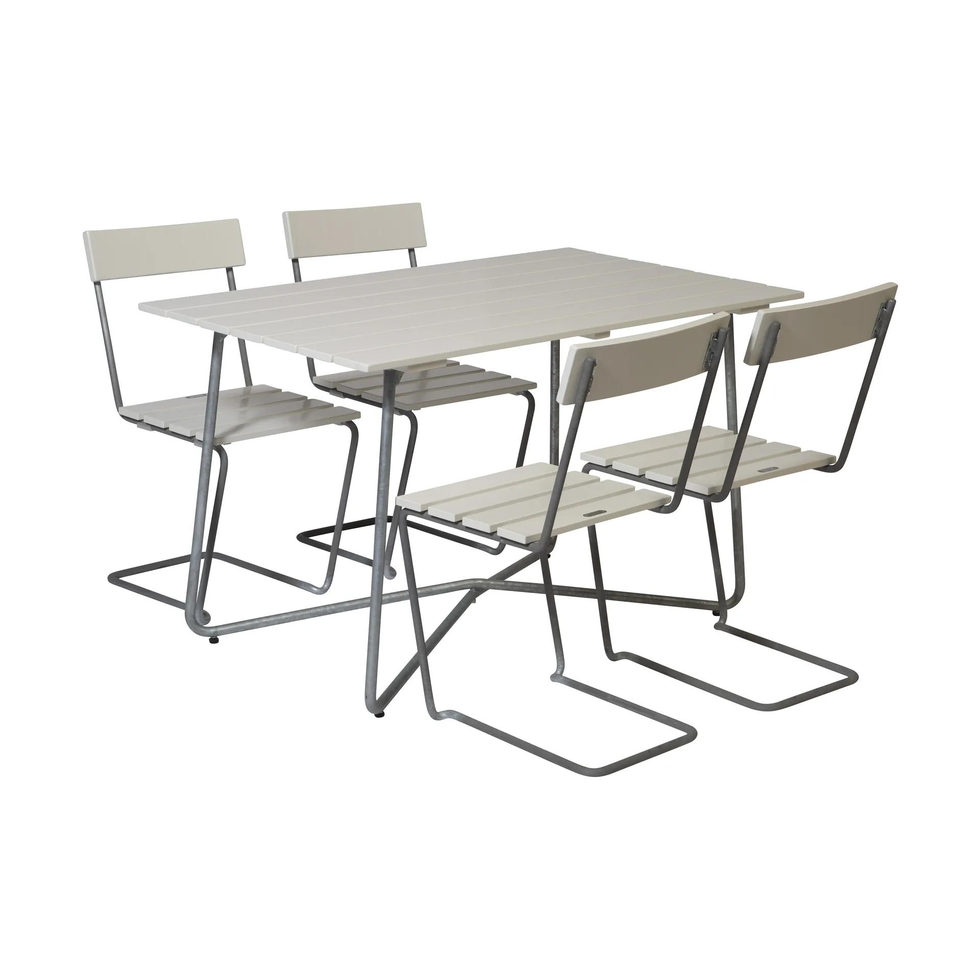 Grythyttan Esstisch-Set B25A + 4 Stk. Stuhl 1 weiß lackierte Eiche,  Grythyttan Stålmöbler