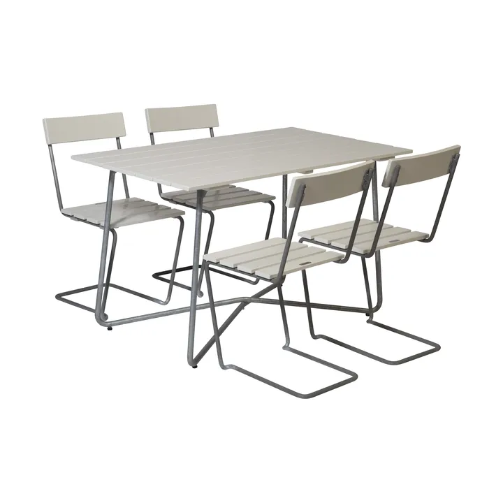 Grythyttan Esstisch-Set B25A + 4 Stk. Stuhl 1 weiß lackierte Eiche - Grythyttan Stålmöbler