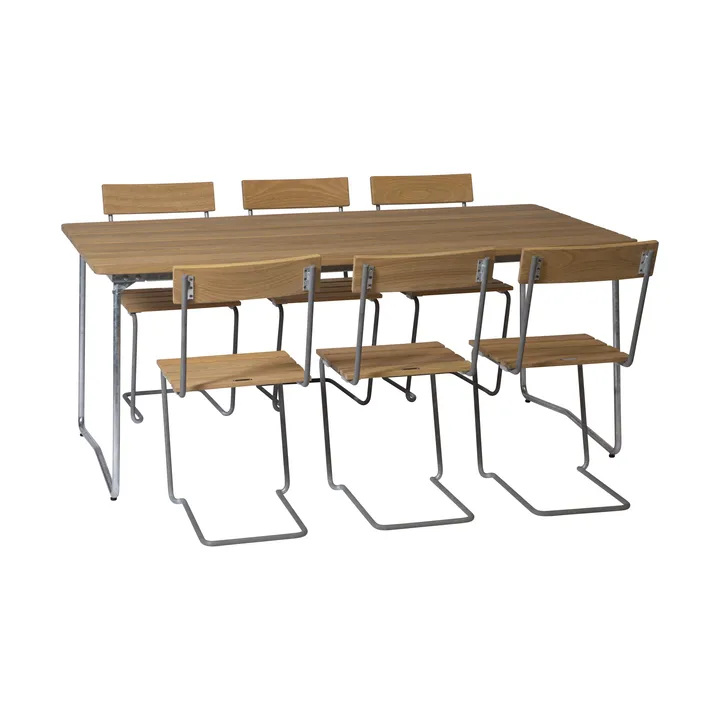 Grythyttan Esstisch-Set B31 + 6 Stk. Stuhl 1 geölte Eiche - Grythyttan Stålmöbler
