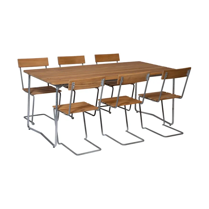 Grythyttan Esstisch-Set B31 + 6 Stk. Stuhl 1 Teak - Grythyttan Stålmöbler