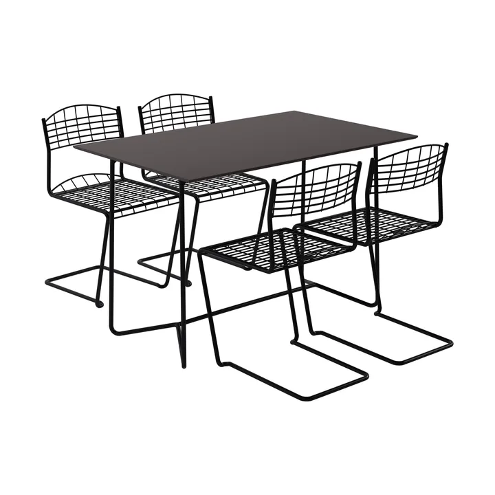 High tech Tisch 110 cm + 4 high tech Stühle, schwarz - Grythyttan Stålmöbler