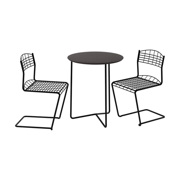 High tech Tisch Ø60 cm + 2 high tech Stühle, schwarz - Grythyttan Stålmöbler