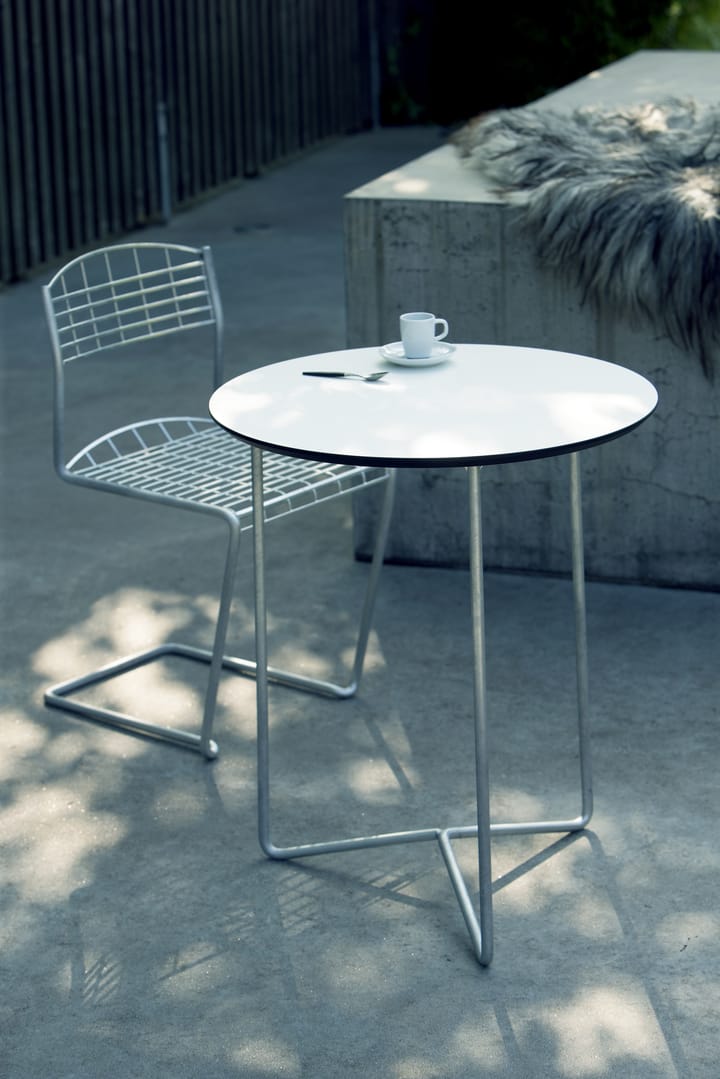 High Tech Tisch ø60 cm - Weiß- Gestell warmverzinkt - Grythyttan Stålmöbler