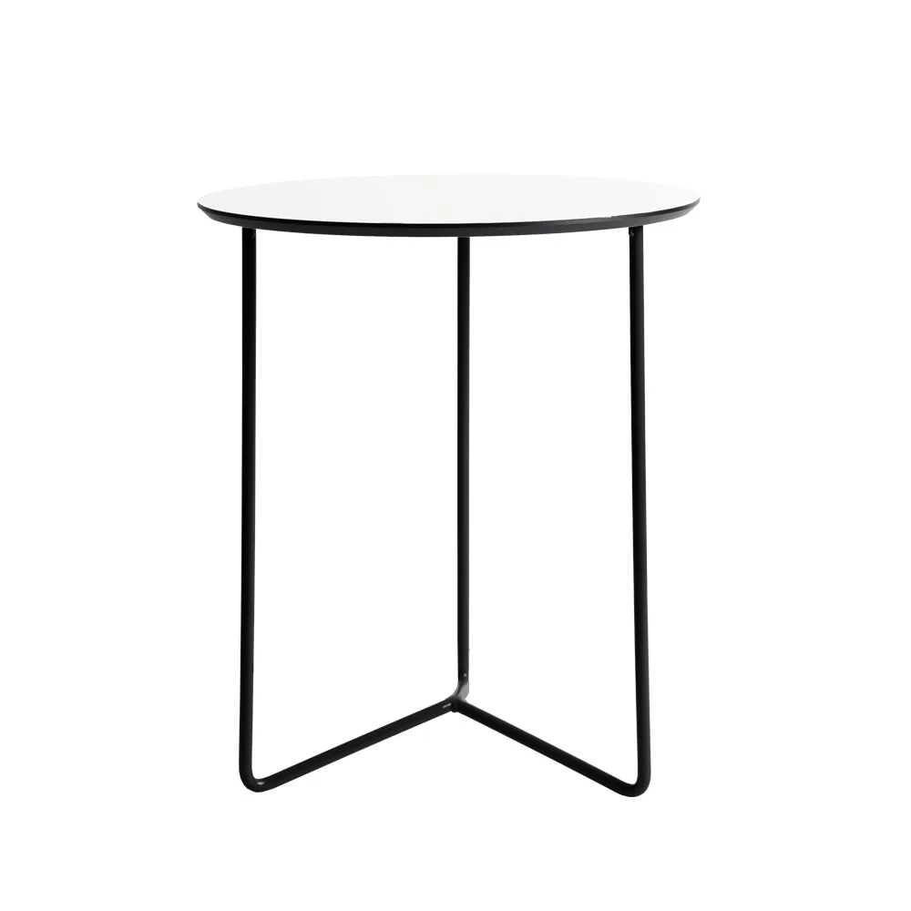 High Tech Tisch, Weiß-Gestell schwarz, Ø60 cm Grythyttan Stålmöbler