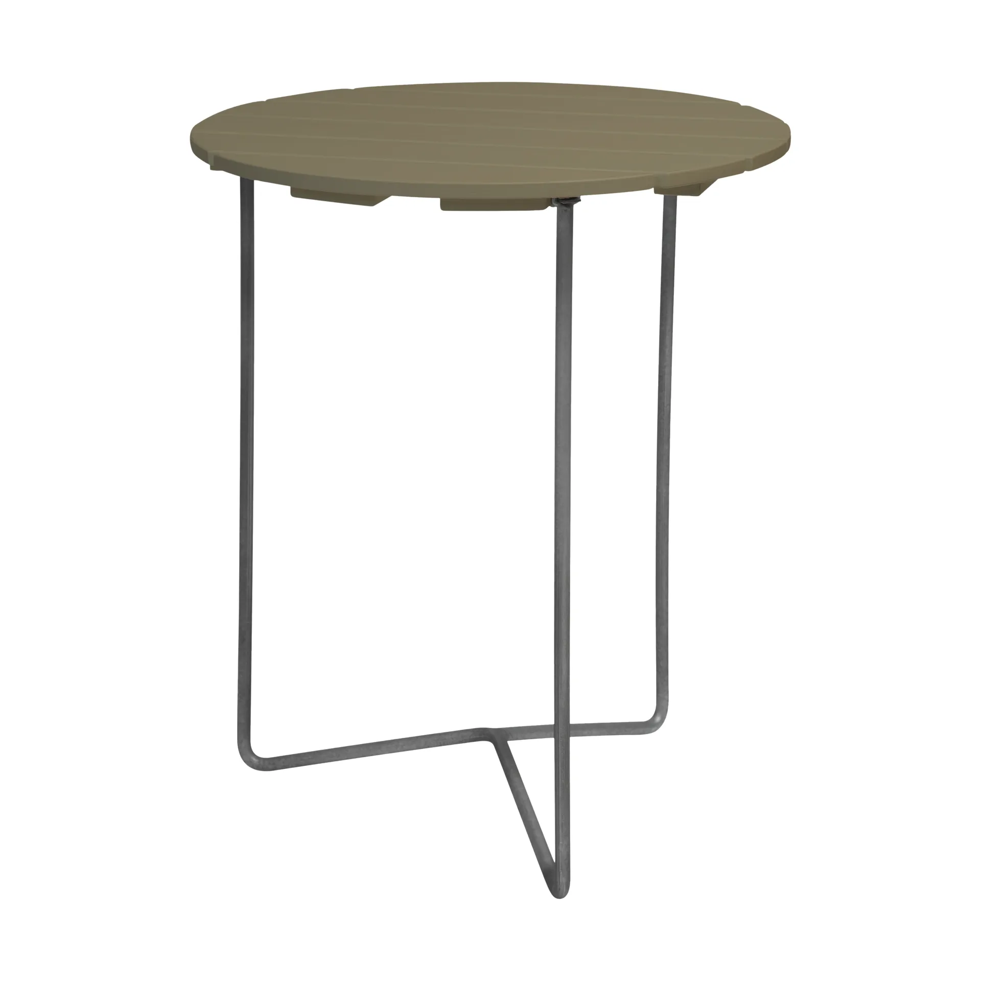 Table 6B Tisch Ø60 cm, Hellgrün Eiche-Gestell warmverzinkt Grythyttan Stålmöbler