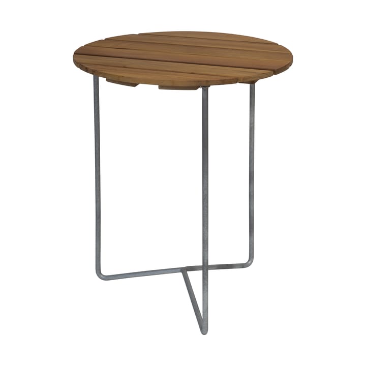 Table 6B Tisch Ø60 cm - Teak unbehandelt- Beine verzinkt - Grythyttan Stålmöbler