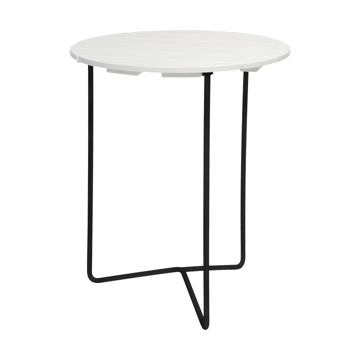 Table 6B Tisch - Eiche weiß geölt-Schwarz, Ø60 cm - Grythyttan Stålmöbler