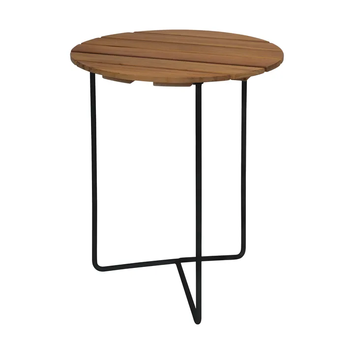 Table 6B Tisch - Teak unbehandelt-Schwarz, Ø60 cm - Grythyttan Stålmöbler