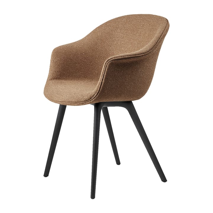 Bat Dining Chair fully upholstered plastic base - Around bouclé 032-black - Gubi