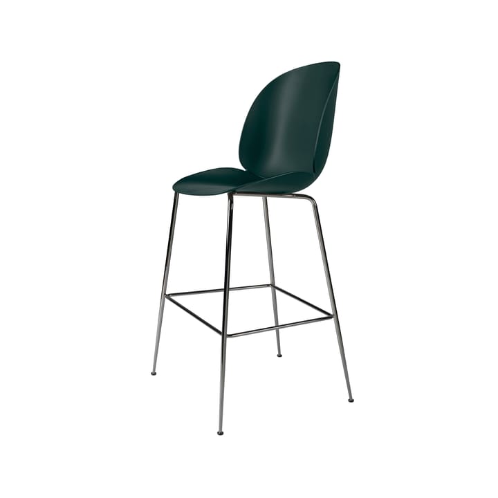 Beetle Barhocker hoch - Dark green, Gestell aus schwarzem Chromstahl - Gubi