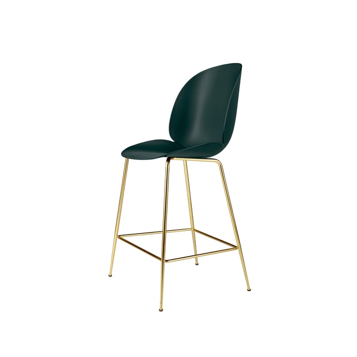 Beetle Barhocker niedrig - Dark green, Messinggestell - Gubi