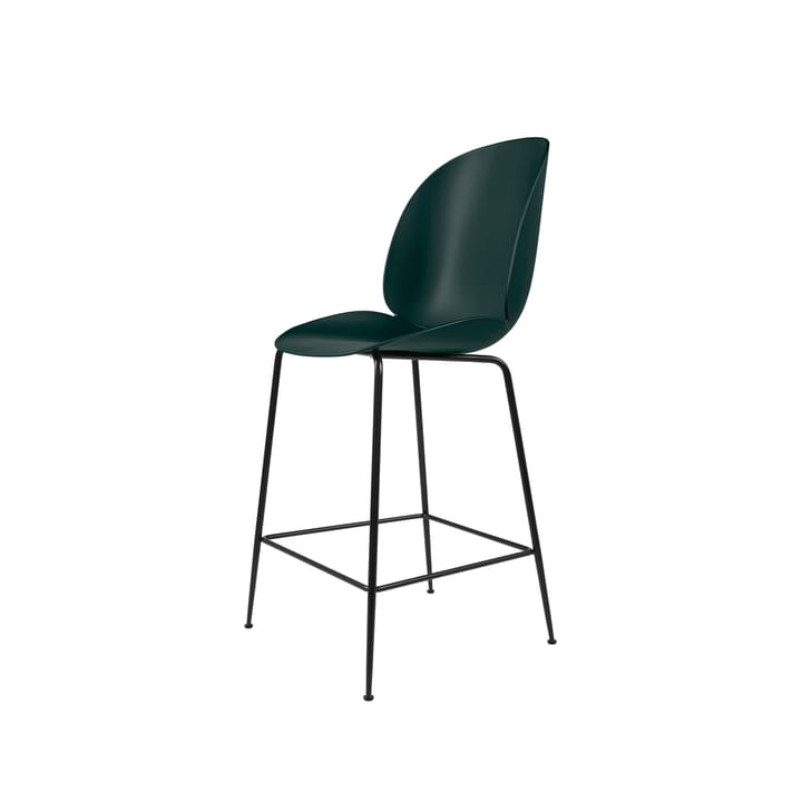 Beetle Barhocker niedrig - Dark green, Schwarzes Stahlgestell - Gubi