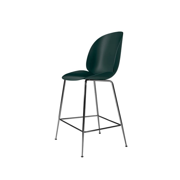 Beetle Barhocker niedrig - Dark green, Ständer aus schwarzem Chromstahl - Gubi