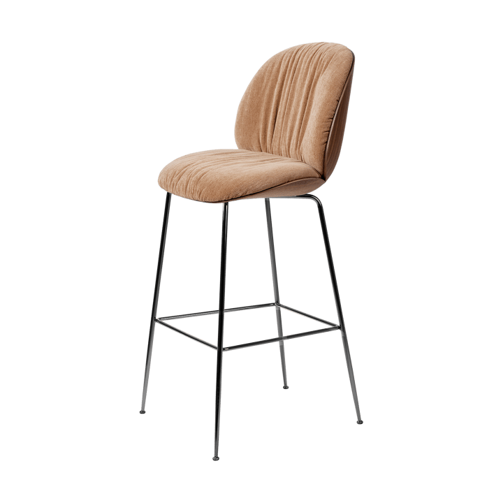 Beetle Soft Barhocker 75 cm vollgepolstert - Belsuede Dedar 132-lackierte Walnuss-Schwarz Chrom - GUBI