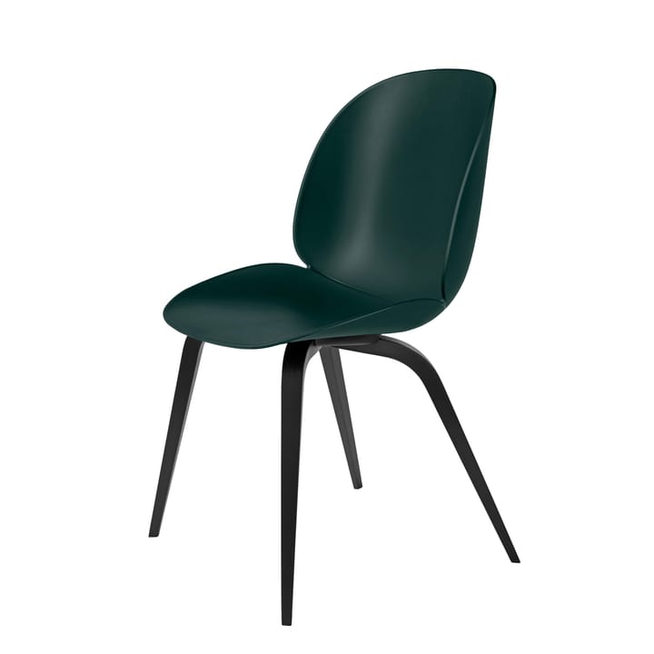 Beetle Stuhl Kunststoff schwarze Holzbeine, Grün GUBI