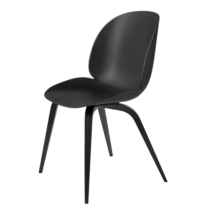 Beetle Stuhl Kunststoff schwarze Holzbeine - schwarz - Gubi