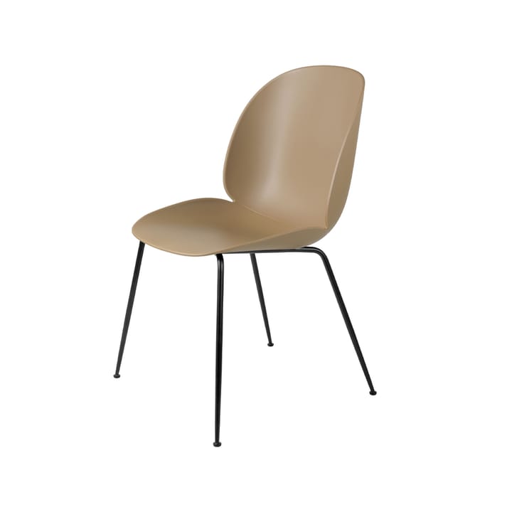Beetle Stuhl - Pebble brown, Gestell aus schwarzem Stahl - Gubi