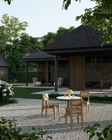 C-chair Outdoor Stuhl - All french cane-natural teak - GUBI