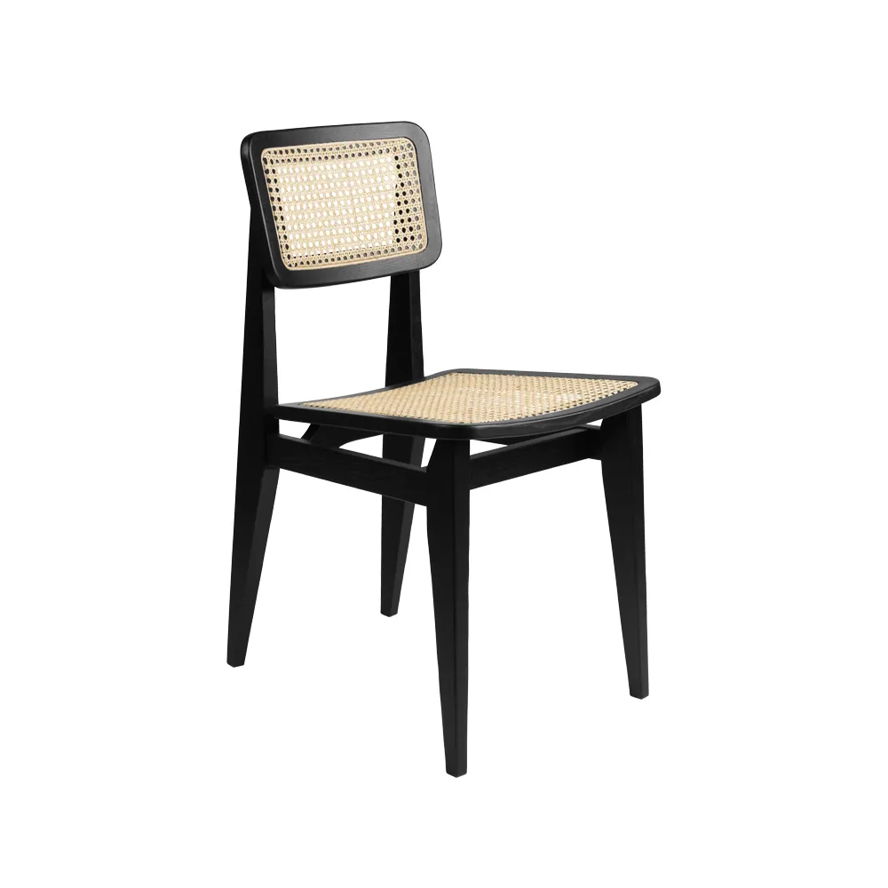 C-Chair Stuhl, Black stained oak, Rattan GUBI