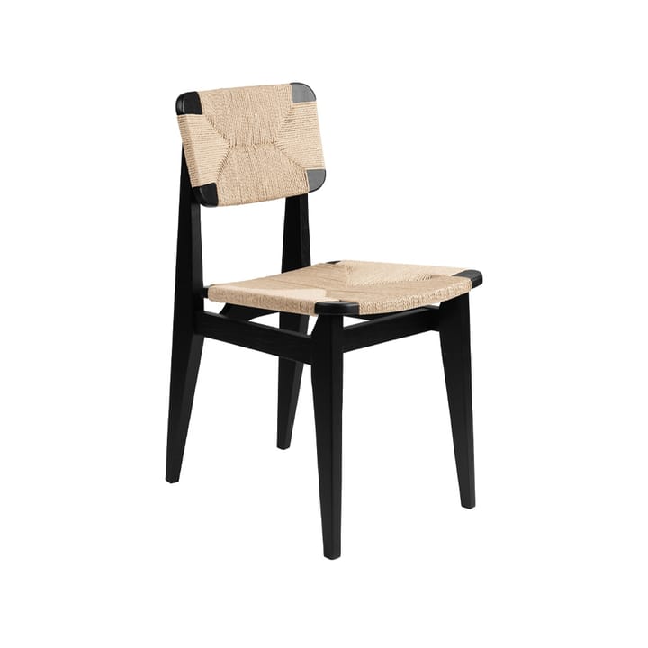 C-Chair Stuhl - Black stained oak, Sitz und Rückenlehne aus Naturgeflecht - GUBI