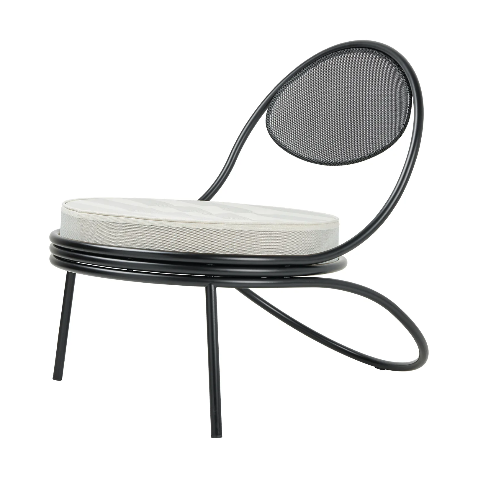 Copacabana Outdoor Lounge Chair gepolsterter Sitz, Leslie stripe limonta 020-schwarze Beine GUBI