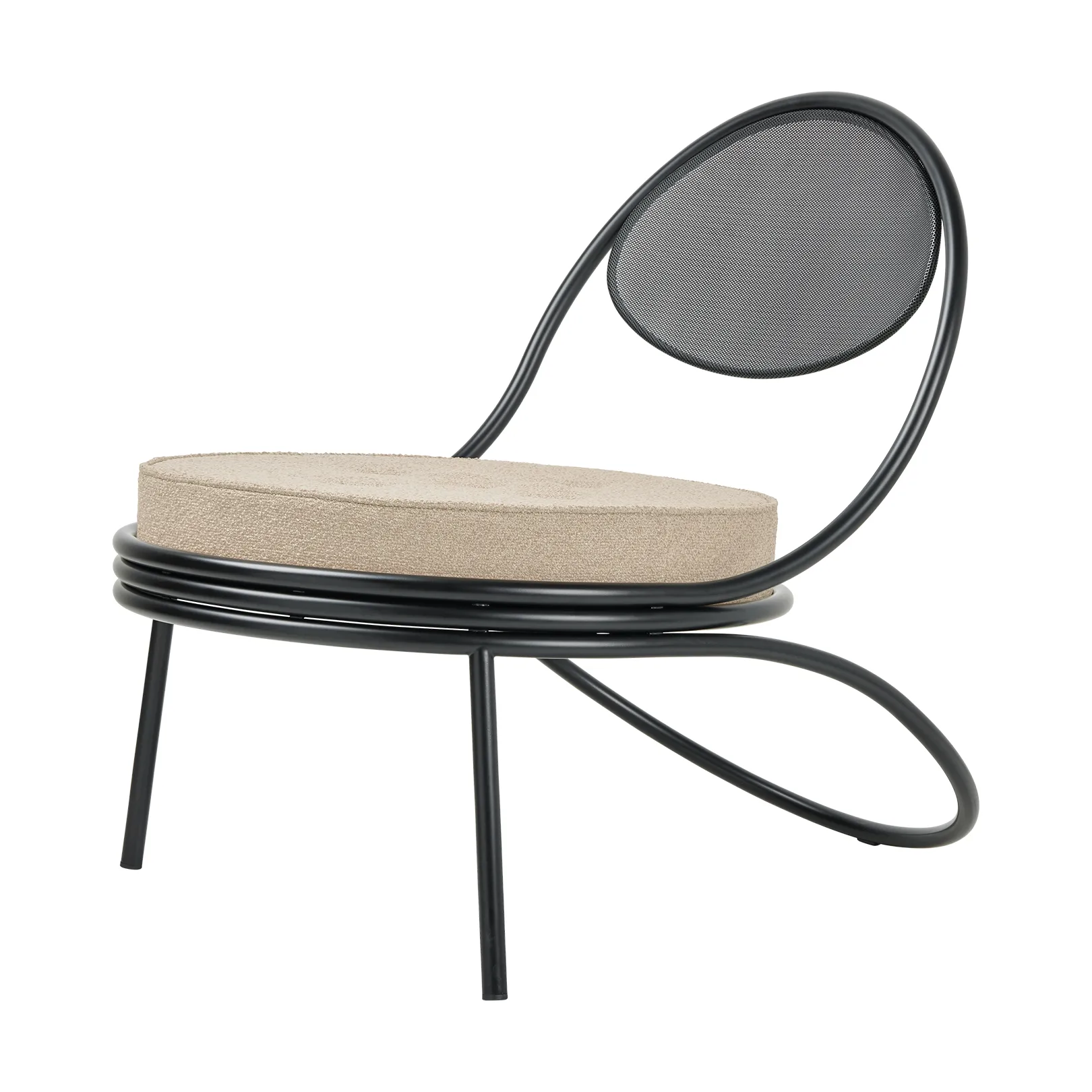 Copacabana Outdoor Lounge Chair gepolsterter Sitz, Lorkey Limonta 41-schwarze Beine GUBI